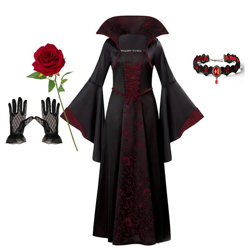 Dětské Cosplay Červené Upíří Halloweenské Šaty Pro Děti Duch Nevěsta Gotický Kostým Upíří Karnevalové Oblečení Černé Červené Oblečení