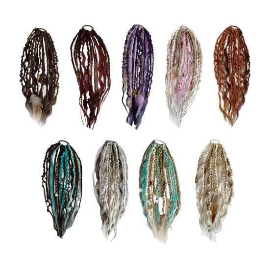 Yousheng Boho Braided Ponytail Extension with Hair Tie Hand-Braided Dreadlock Hair Extensions Long Braids Dreadlocks Wig for Women