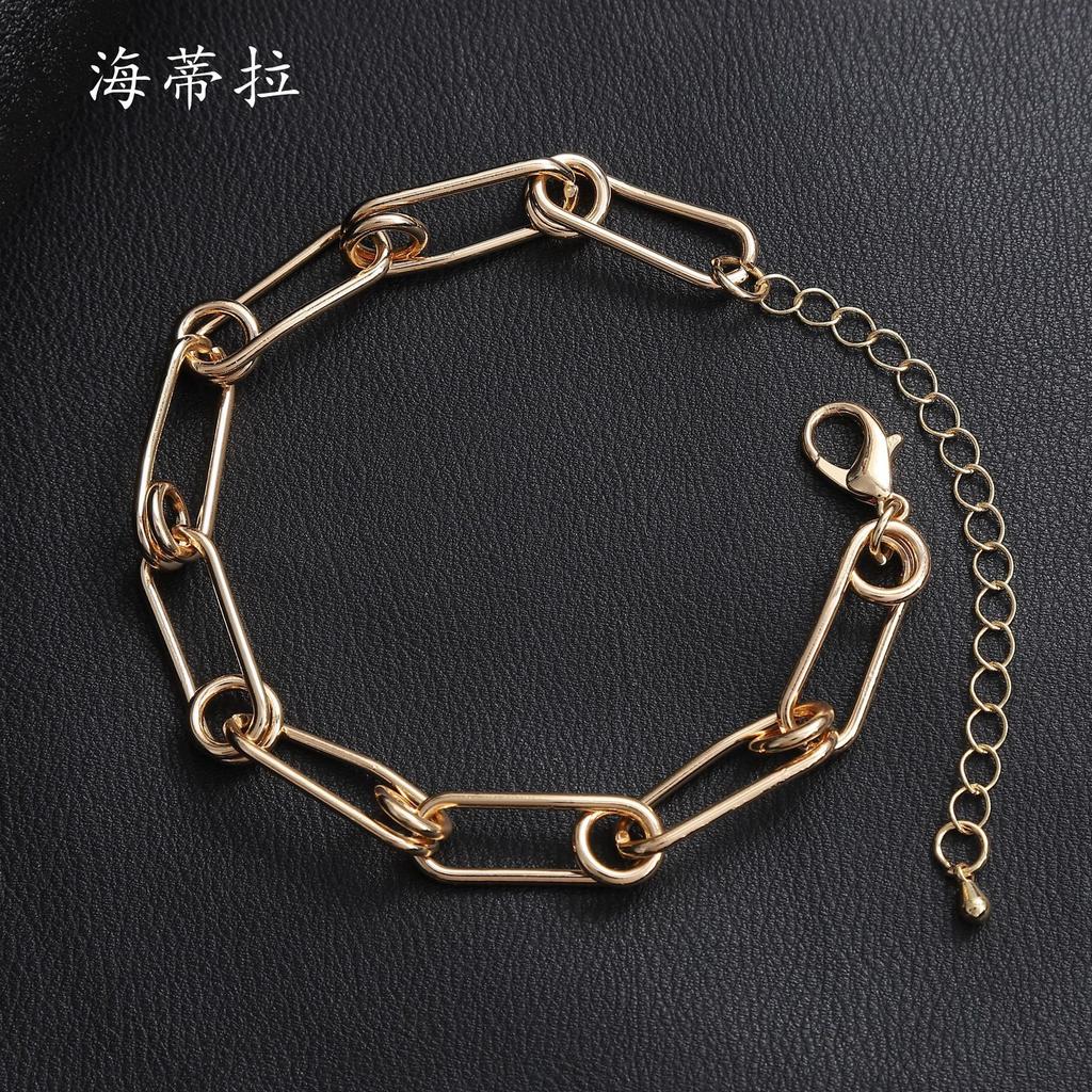 Back-shaped Pin Hip-hop Bracelet, High-end Couple Hollow Ring Simple Metal Bracelet
