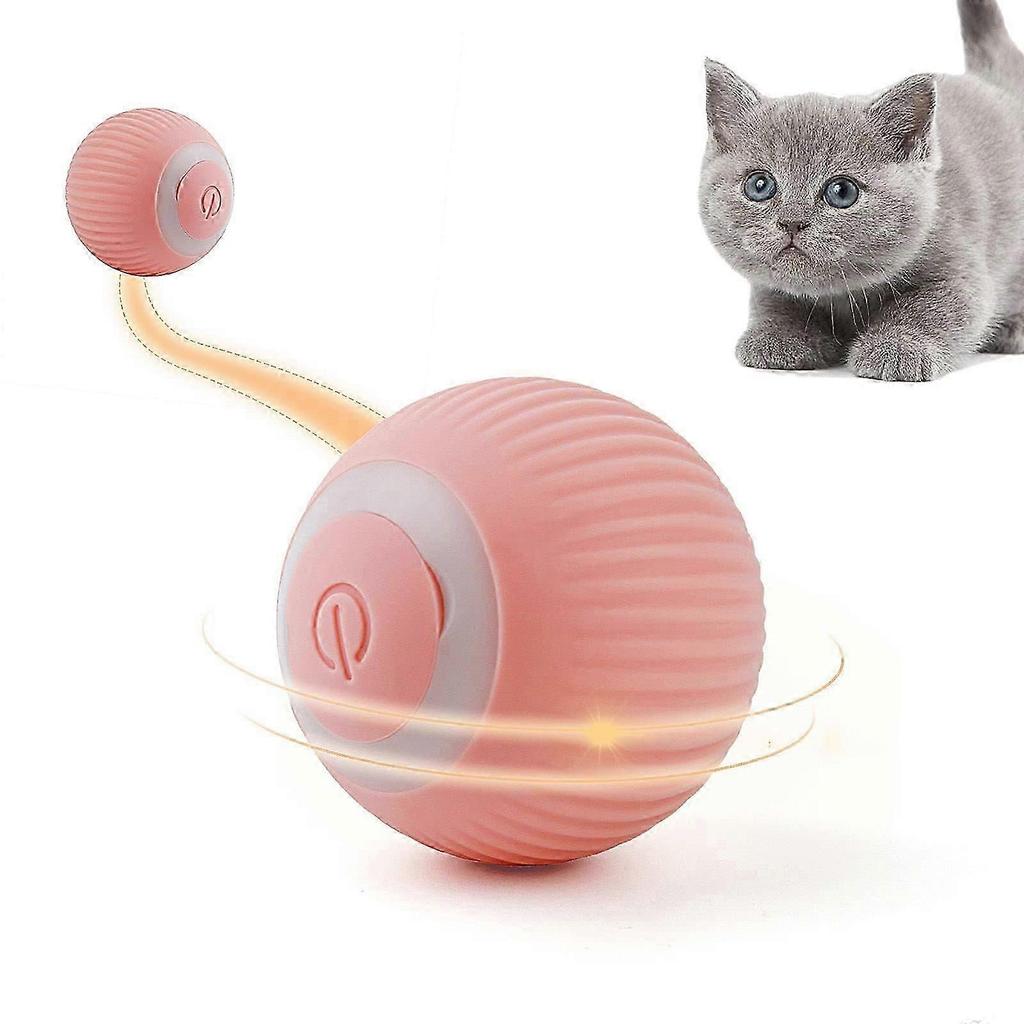 Katzen Spielzeug Elektrische Katzenkugel mit LED Licht Automatischer 360 Grad Rollball Interaktives Katzen Spielzeug USB Wiederaufladbar Elektrische Katzenbälle für Katzen (Rosa)