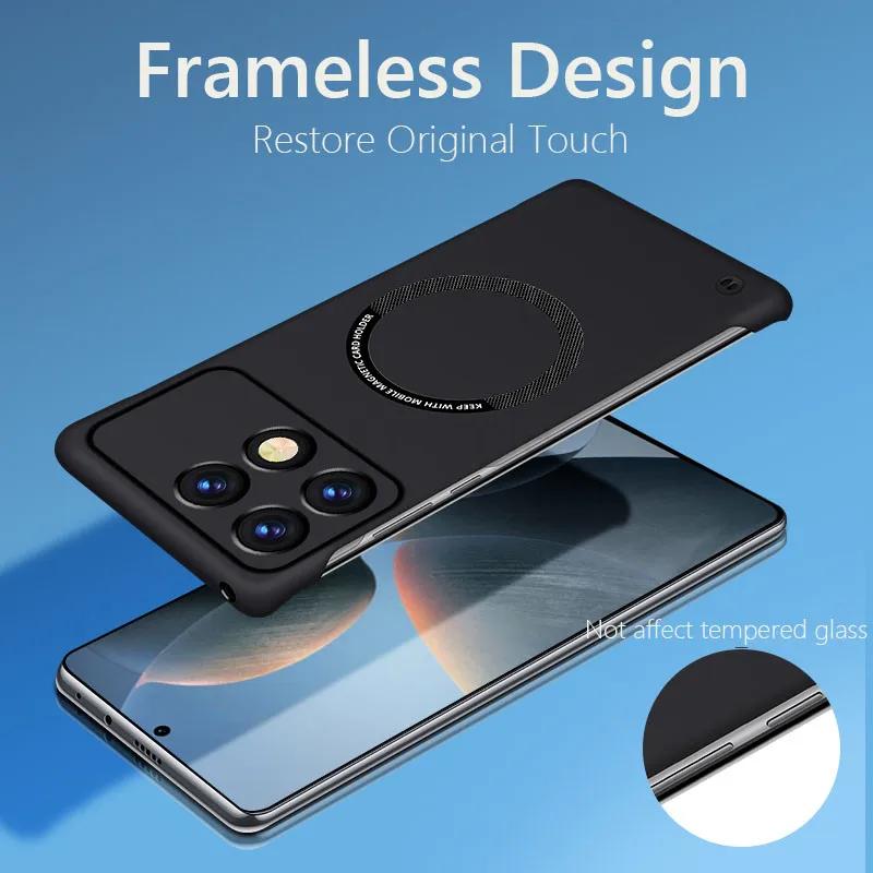 For Xiaomi POCO X6 X7 Pro F6 M3 M4 F5 F7 PRO X3 X4 GT F3 Frameless Magnetic For Magsafe Slim Case Wireless Charging Hard Cover