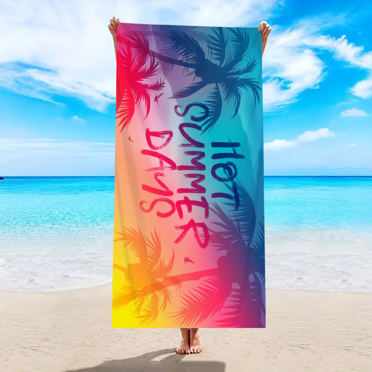 

Hot Summer Days Palm Tree BeachTowel,Microfiber Absorbent Quick Dry,Oversized for Beach Pool Travel,Tropical Print Bath Towel W30*H60(CM)