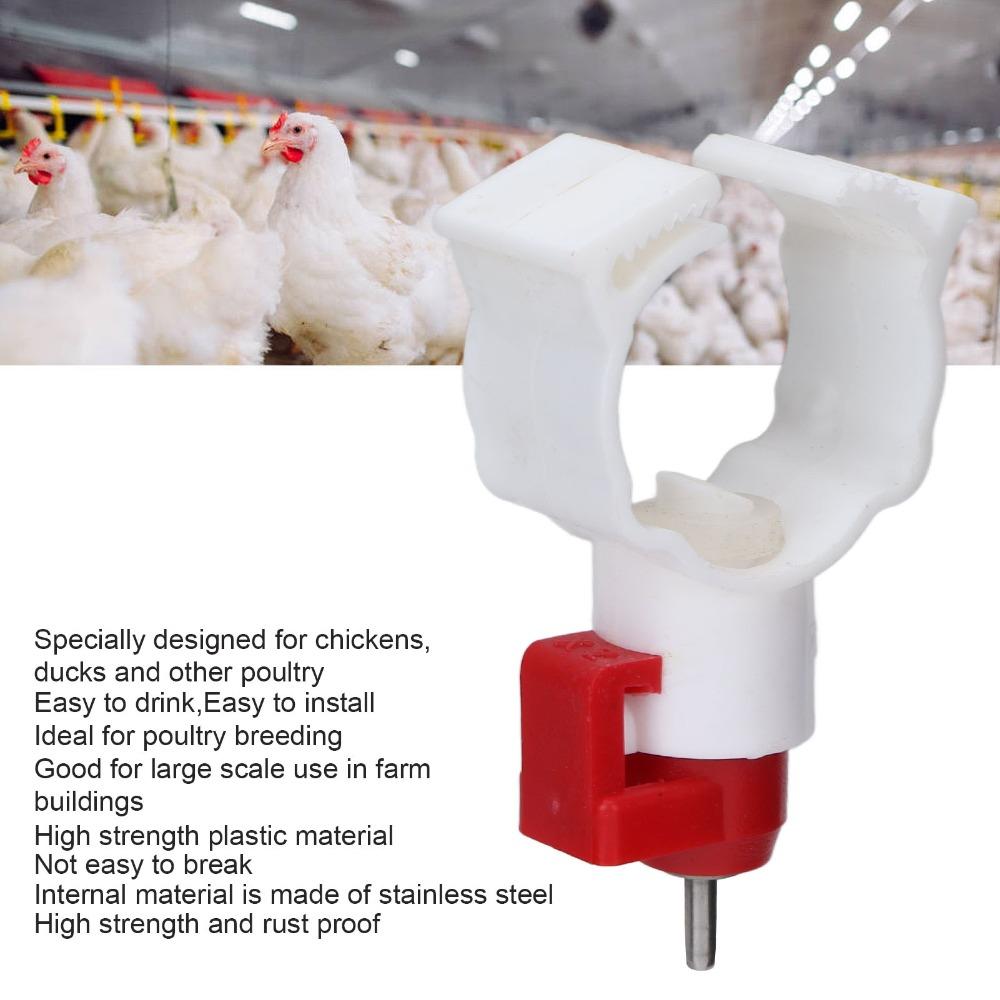 20Pcs Plastic Chicken Nipple Feeder Red & White Chicken Nipple Drinker Poultry Rearing