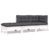 VidaXL Garden Lounge Set 3 Pcs with Cushions White Solid Pine Wood 806665