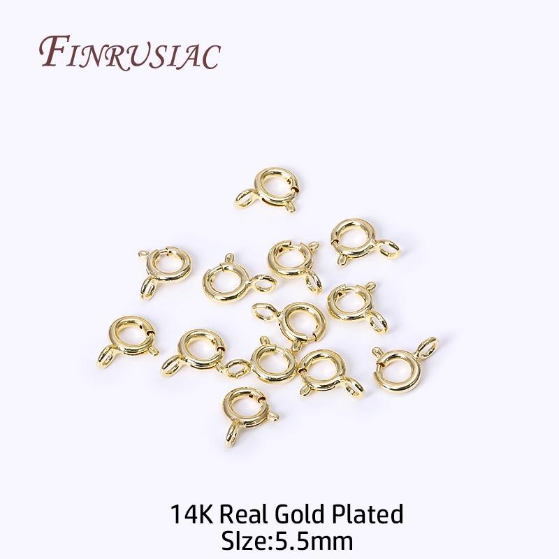 5/5.5/6/7mm Size 18K Gold Plated Brass Spring Ring Clasp with Open Ring, Round Clasps Connector For Bracelet Necklace Making