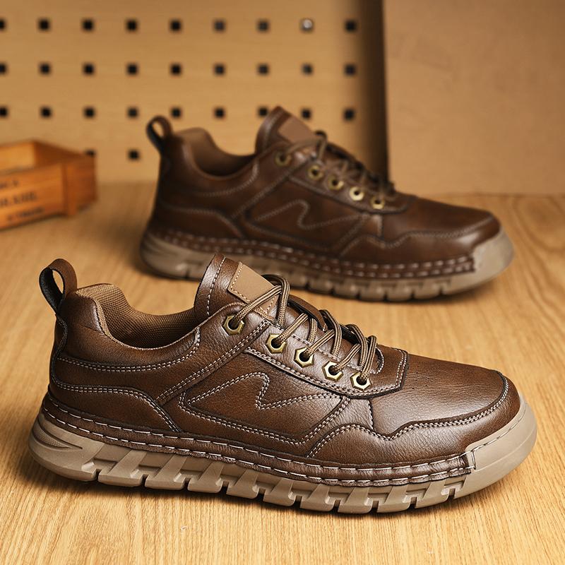 Fashion Handmade Sneakers New Arrival Male Hiking Shoes Outdoor Sports Shoes Retro Style Mens Casual Shoes All-match Treking Footwear