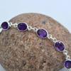 Damen-Armband mit Amethyst-Edelstein, massiv, 925er-Sterlingsilber, handgefertigter Schmuck, 19,1 cm