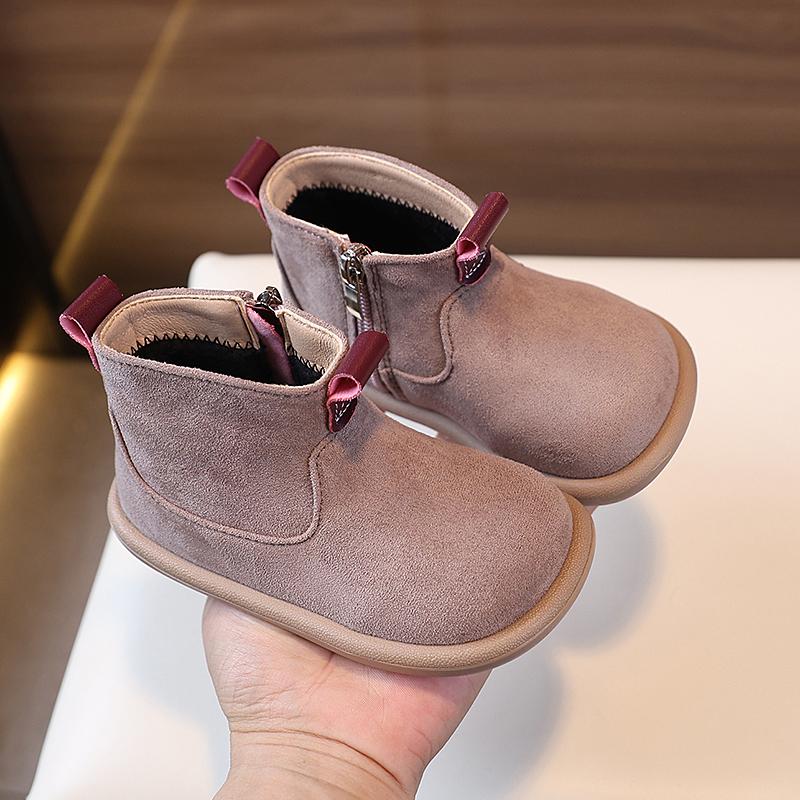 Autumn Winter Baby Boys Girls Boots Oxford Suede Children Casual Shoes Outdoor Anti-slip Infant Shoes Plush Kids Ankle Boots