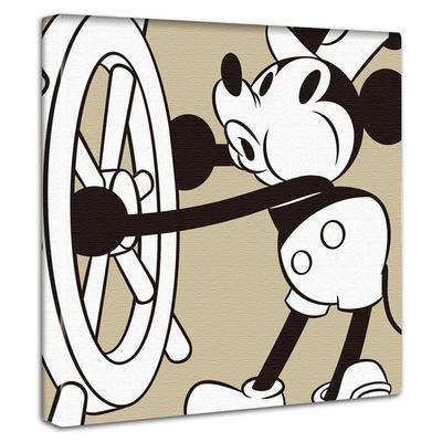 Disney Mickey Mouse Art Panel, 30cm X 30cm, Made In Japan, Poster, Stylish Interior Decor, Living Room Decor, Beige Pastel, Character Fabric Panel,