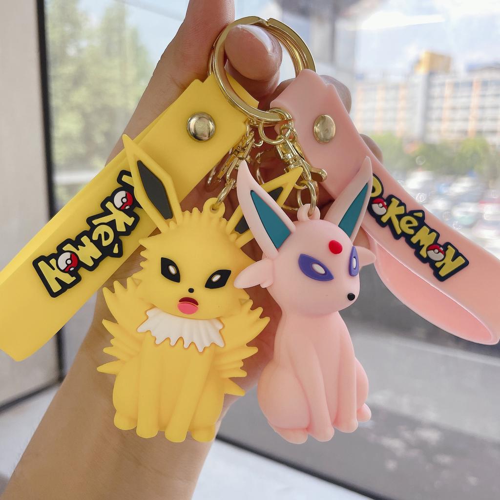 Pokemon Anime Keychain Toy Lovely Leafeon Sylveon Flareon Umbreon Vaporeon Espeon Glaceon Jolteon Eevee Pendant Kids Charm Gifts