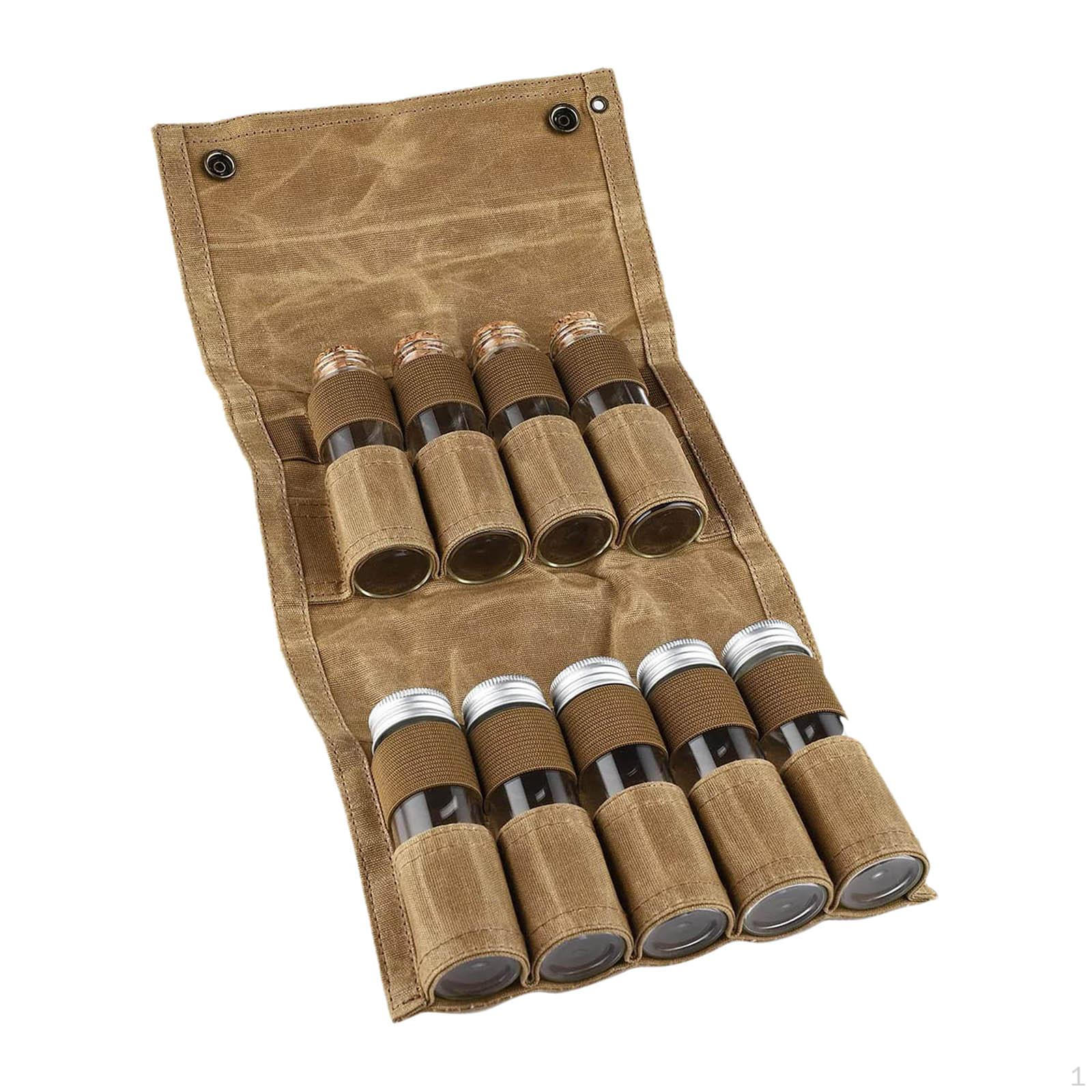 

9 Pieces Folding Spice containers Storage Bag ,Seasoning Bottle Canvas Sealed Transparent for Khaki