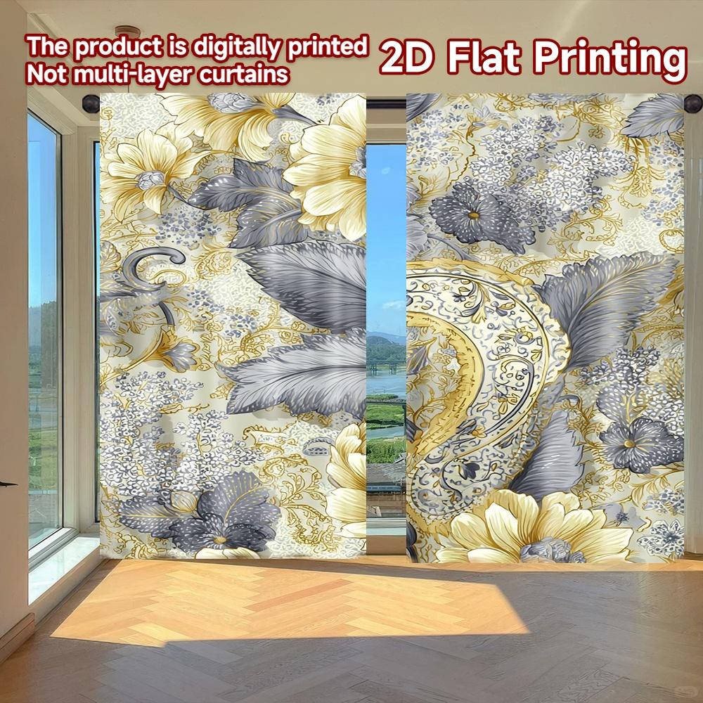 

2D FLAT PRINTING 2pcs Curtains (Without Rod) Floral Swirls and Paisleys Women is Day Festival Chic Print Curtains Polyester Easy 100*130 HOOK 1pcs