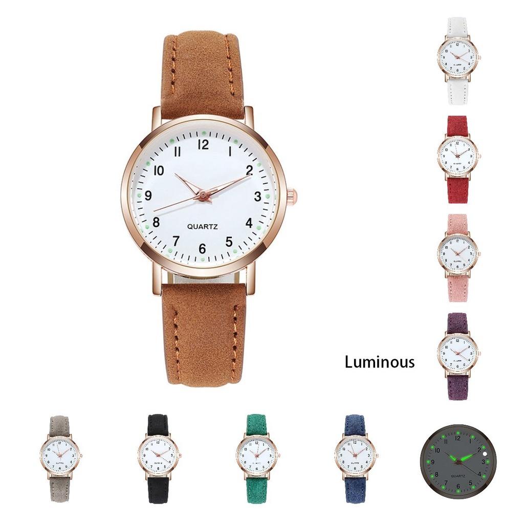 Male Female Analog Quartz Wrist Watch Student Glow Leather Strap Style Casual