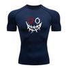 Men's Compression Workout T-Shirt, Barbed Wire Smiley Red He