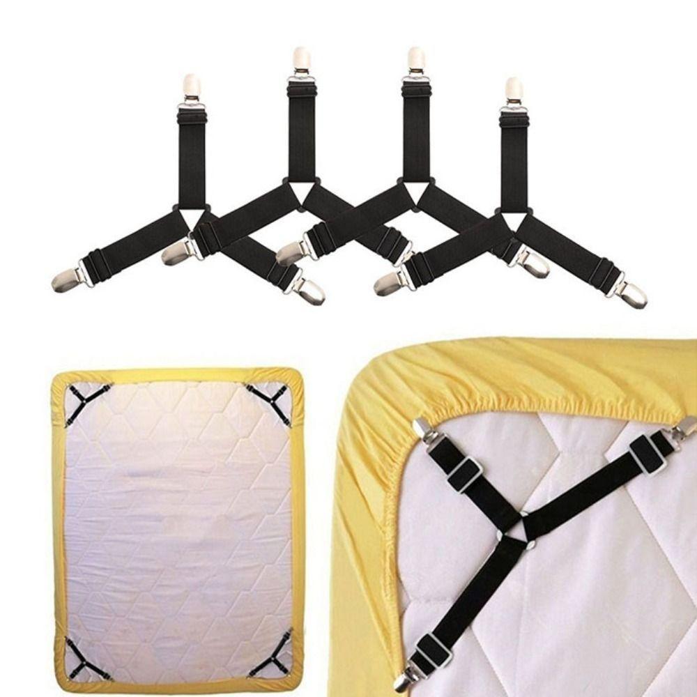 

4PCS Нейлонова кліпса для простирадла Eastic Band Трикутник Еластична пряжка Новий матрац Затиски для бігу Диван чорний
