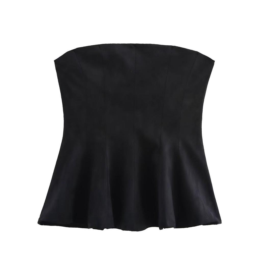 2024 Winter Women's European & American Style Strapless Off-Shoulder Slim-Fit Top