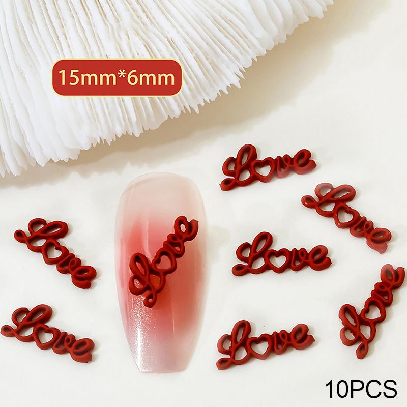 

10PCS Metal Love English Letter Nail Art Charms Accessories Supplies Nails Decoration Product Parts Manicure Decor Materials