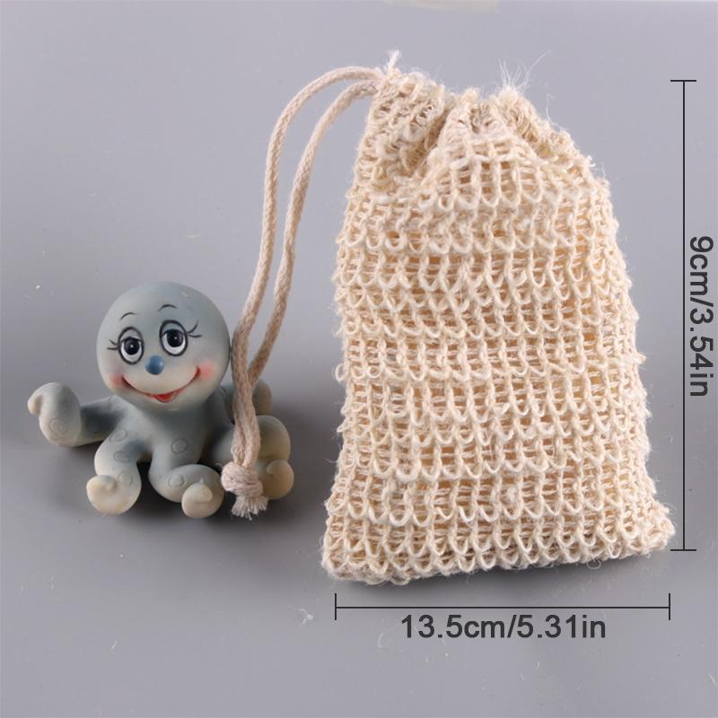 4st duschbadkar Sisal Tvålpåse Mesh Tvålpåse Saver Pouch Bar Tvål Exfolierande Meshpåsar för dusch Bubbelskum nätficka
