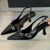 Luxury Brand Designer  Women Sandals Fashion Pointed Toe Metal Buckle Decoration Formal Wear Shoes Sexy Party Dress Women Pumps