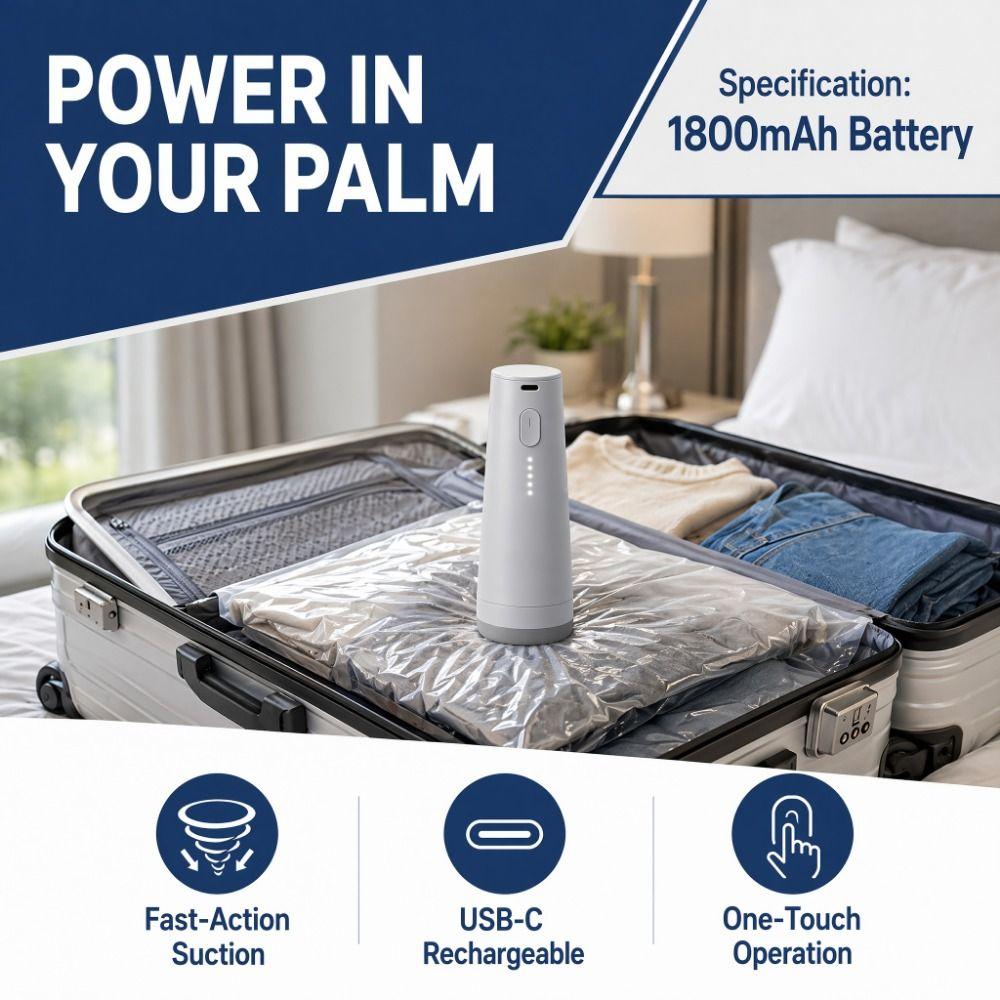 Rechargeable Vacuum Bag Pump Cordless Vacuum Sealing Pump For Clothes Blankets Comforters