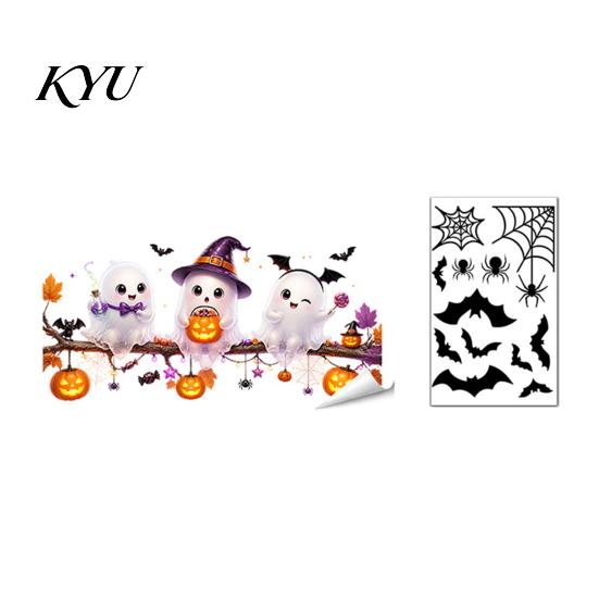 Halloween Window Decals Ghost Glass Sticker, Cartoon Static Cling for Sticker Parties, Waterproof Decoration Decal Home Office Decorative Film