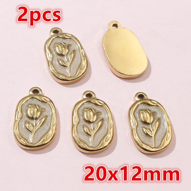 2-4pcs Enamel Stainless Steel Flower Coral Fish Charms Pendant DIY Jewelry Making Accessories Findings for Necklace Earrings