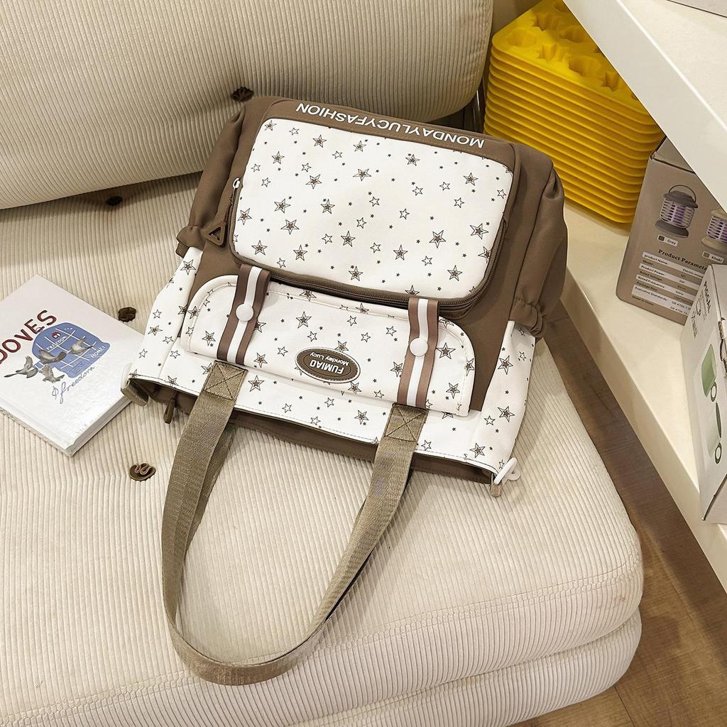Schoolbag College Style School Bag Mori Dopamine Pain Layer Junior High School Student Large Capacity Backpack Cute Star Make-up Shoulder Bag