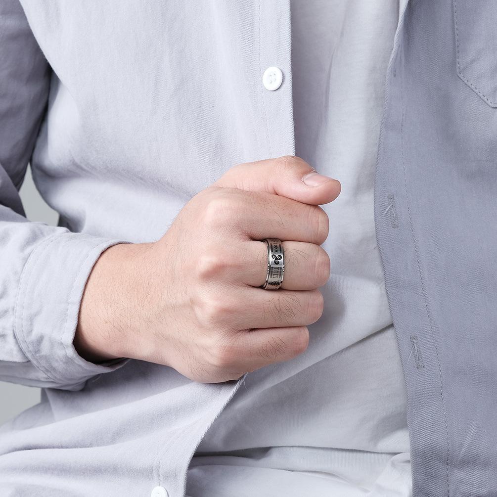 Nordic Viking Script Rotatable Titanium Steel Ring