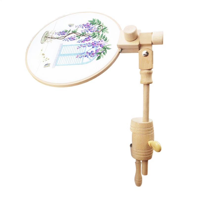 Wooden Embroidery Lap Stand 360-degree Rotating Embroidery Table Adjustable Wooden Hoop Holder Rotated Needlework Frame Table brazil