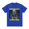 Human By Chance Alpha By Choice Wolf Funny Meme T Shirts Men's Casual Cotton Vintage Short Sleeve Oversized T-shirts Streetwear