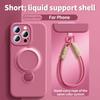 Liquid Silicone Magnetic Phone Case For Magsafe IPhone 13 14 15 16 Pro Max With Hanging Wrist Rope Strap Bracket Protective
