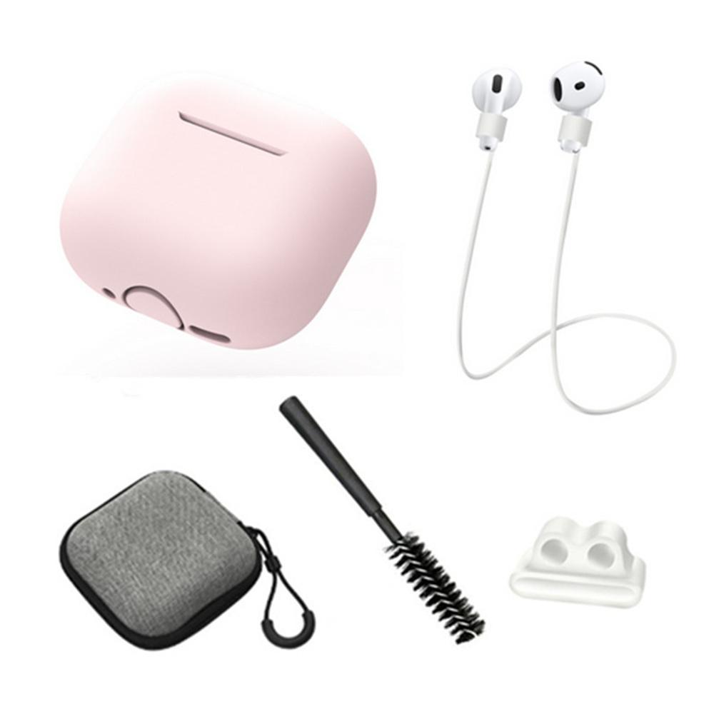 

For AirPods 4 Earphones 5 in 1 Protective Case + Anti Lost Rope + Storage Case + Brush + Watch Band Earbud Holder C