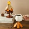 Christmas Tree Trivet Mats Set Heat-Resistant Wood Tripod Pot Holder Stain Resistant Table Protectors for Kitchen Dining
