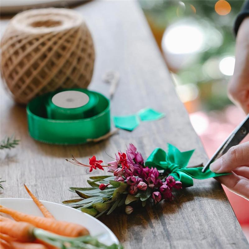 Good-Christmas Ribbon, 4 Rolls 100 Yards Christmas Satin Ribbon Gift Wrapping Ribbon Double Faced Solid Satin Ribbon