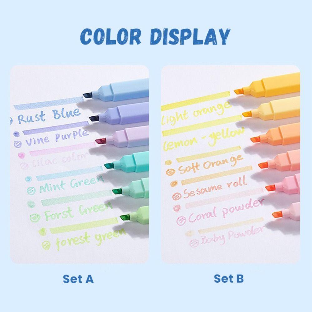 6 ks/sada Malování Graffiti Zvýrazňovač Šikmý Měkký Hrot Fluorescenční Pero Studentský Dárek