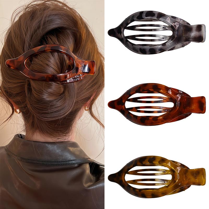 2pcs/3pcs New Large Hair Claw Clip Simple Bun Maker Duckbill Hair Clip for Ponytail Updo Leaf Shape Grab Hairclips for Women