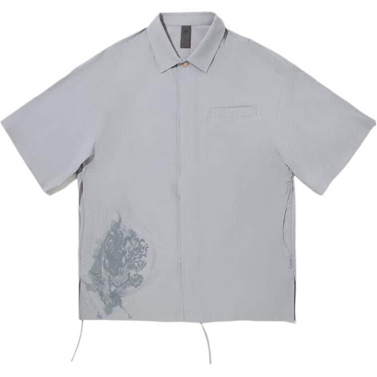 Li Ning Shirts Men s Stone Gray Lapel Moderate ASHV245-4 2XL