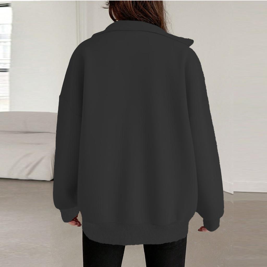 Women's Fashion Solid Color Turtleneck Baseball Uniform Long Sleeve Zip Jacket