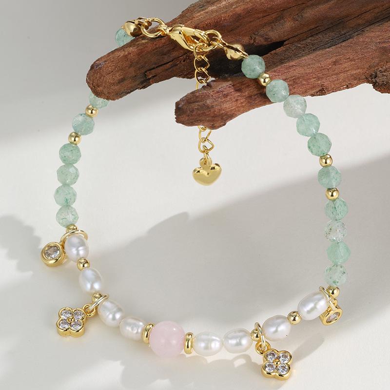 Chinese Retro Natural Stone & Freshwater Pearl Layered Bracelet - Original Design Jewelry