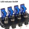 Auto Ignition Switch Panel Start Push Button LED Indicator for Racing Car Vehicles 12V 20A 4 Rocker Toggle Switch Panel