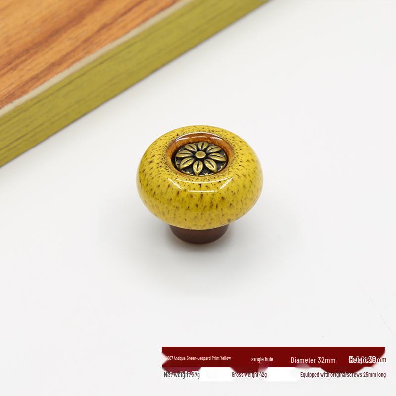 

Leopard Print Glass Cabinet Knob - Small Round Handle for Wardrobe or Drawer