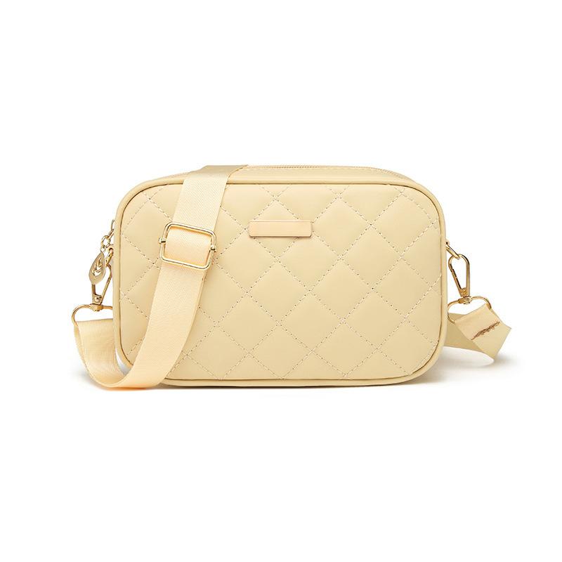 Ladies  Bags With Glitter Decoration, Diagonal Camera Bag, New Fashionable And Casual Diamond Grid Embroidered Shoulder Bag