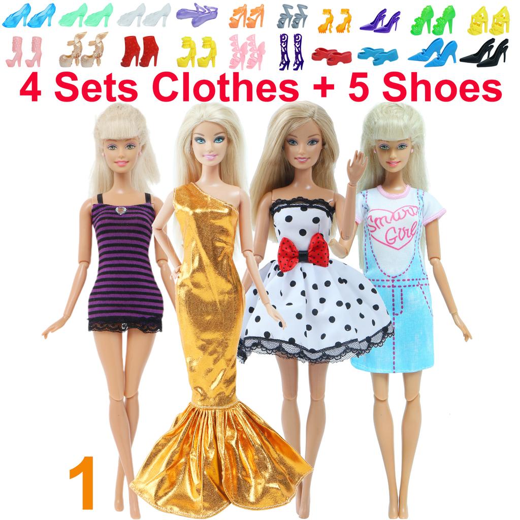 10 Stück/Set Mode-Outfits Ba Puppe Bie Hemd Hose Kleid Schuhe 11,5 Zoll Puppenkleidung Puppenhaus 11,8" 30cm 1/6 Puppenzubehör