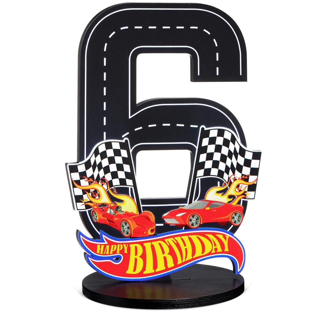 7Pcs Birthday Candles Set,Cake Numeral Candles,Racing Cars Themed Birthday Candles for Cake Candle Checkered Decoration 1