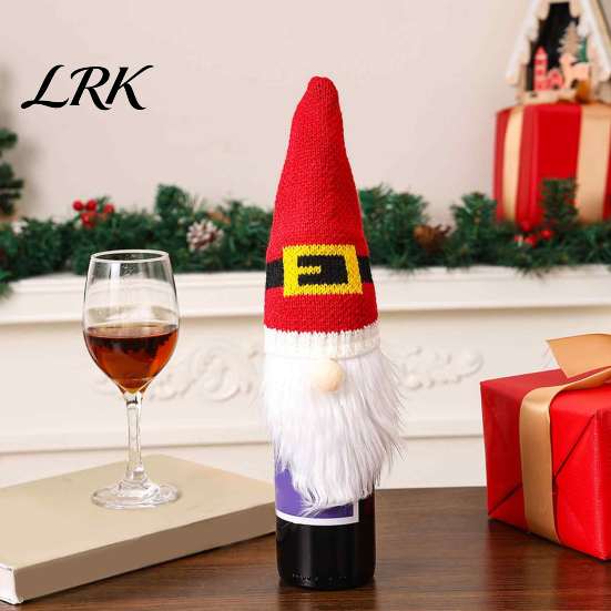 Winter Home Table Decorations Christmas Gnome Wine Bottle Covers, Knitted Faceless Toppers, Santa Reindeer Reusable Party Favors Elf Sleeves, Xmas for