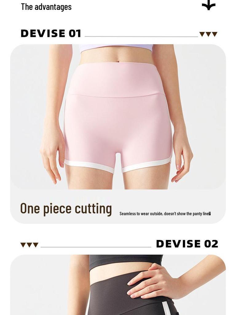 Color-Block High-Waisted Butt-Lift Yoga Shorts with Pockets for Running, Tennis, and Fitness - Women's Summer Outerwear
