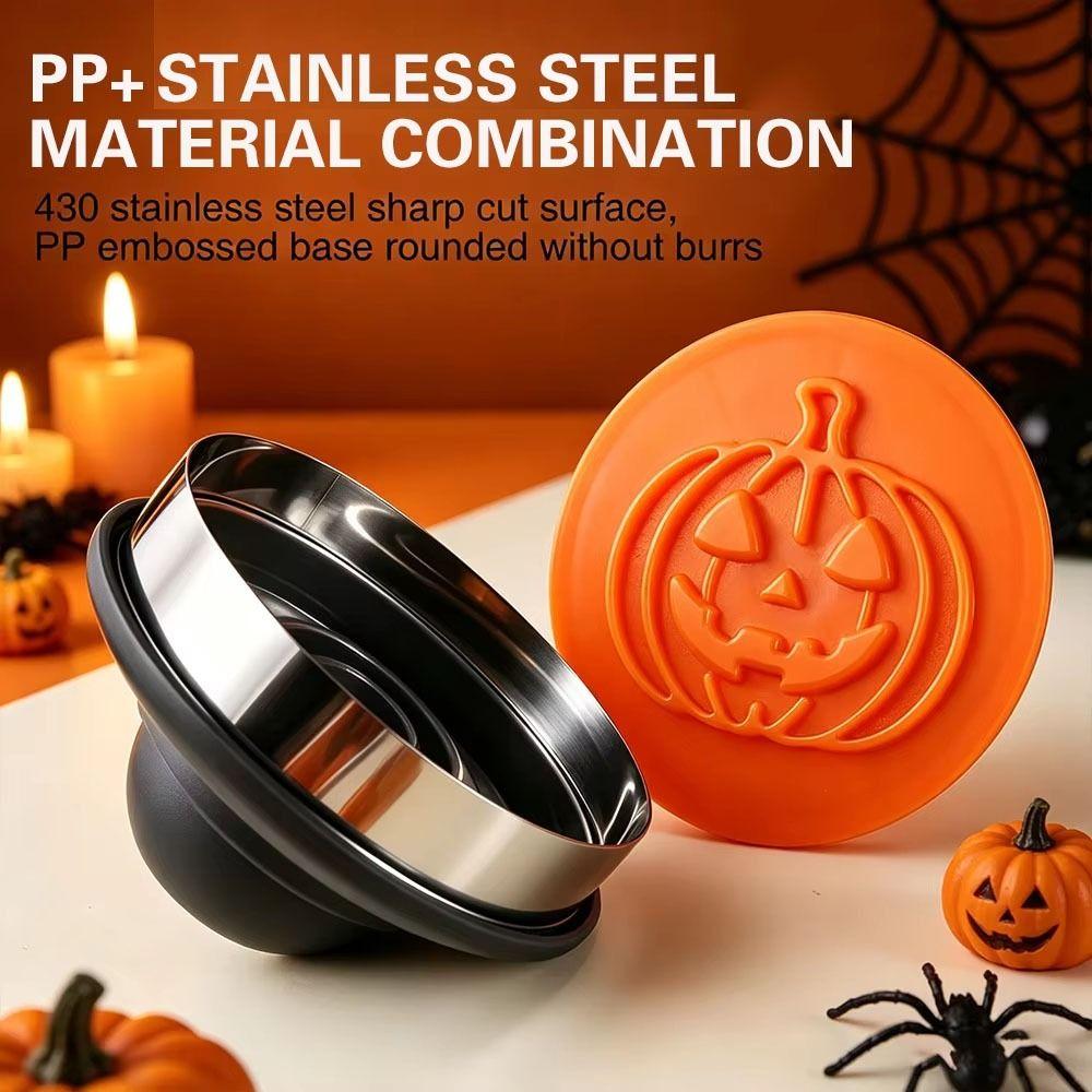 3D Embossing Halloween Cookie Cutters Set Creative Pumpkin Emboss Stamps Cookie Decorating