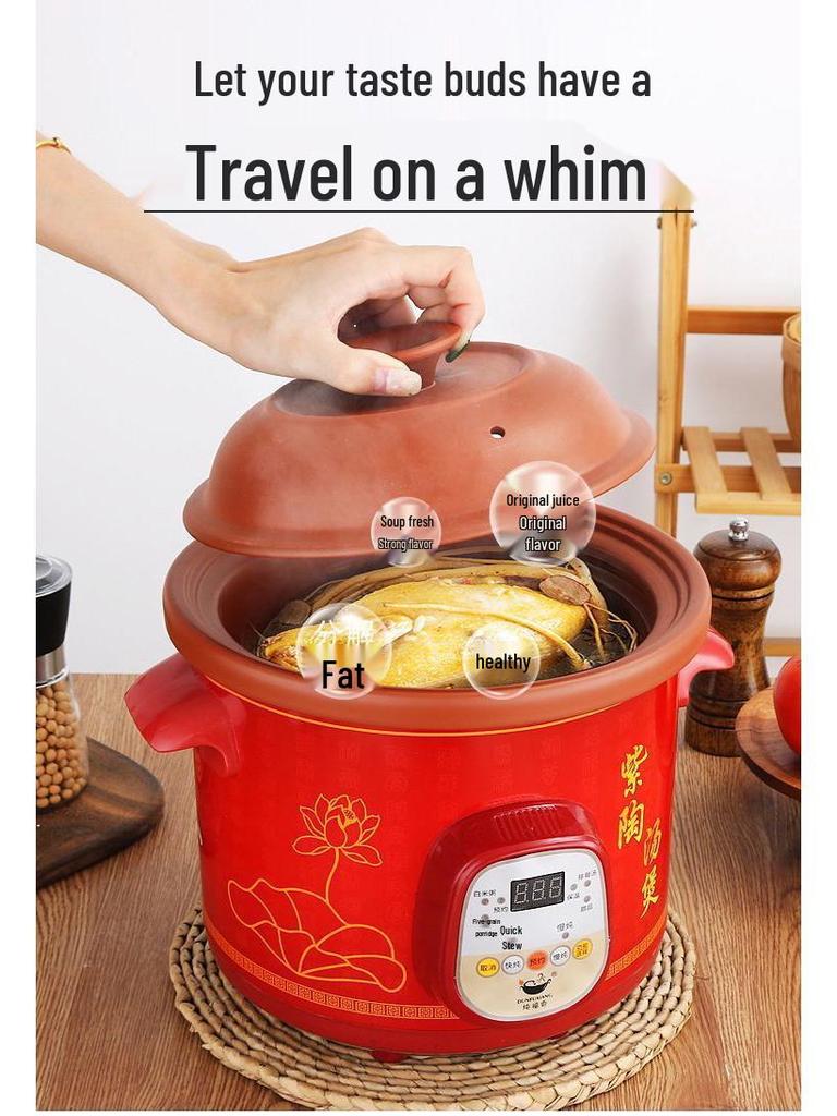 Smart Zisha Clay Stew Pot: Automatic Soup & Porridge Cooker for Health Preservation