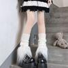 Lolita Knitted Foot Cover Patchwork Stockings Women Fashion Plush Leg Warmers  Female