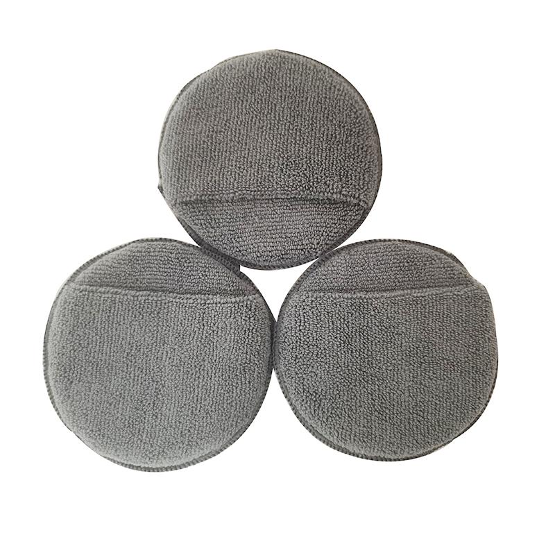 4 Pcs 5" Round Car Care Microfiber Pocket Sponge,Auto Wax Applicator Pad,Car Detailing Hand Polishing Pad
